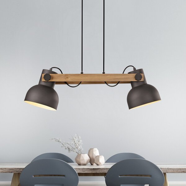 JUST LIGHT. GmbH DOAR LUMINĂ. Lampă suspendată Cup 2.0, 2 lumini, negru, metal, reglabil, Negru, Camera de zi / sufragerie, Metal, Design industrial