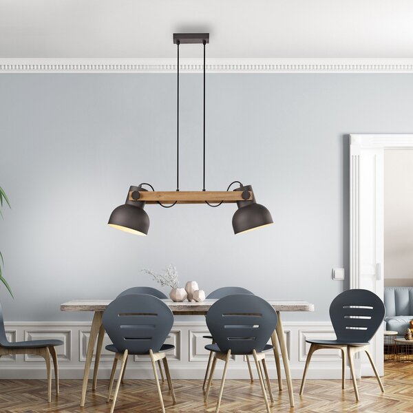 JUST LIGHT. GmbH DOAR LUMINĂ. Lampă suspendată Cup 2.0, 2 lumini, negru, metal, reglabil, Negru, Camera de zi / sufragerie, Metal, Design industrial
