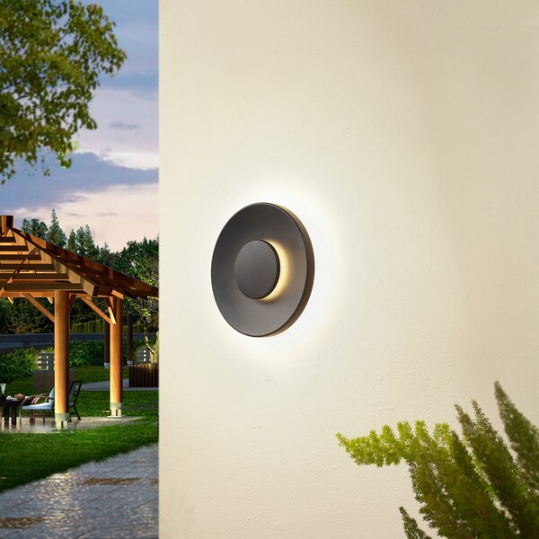 Lucande Lampa de perete pentru exterior cu LED Kayana, negru, aluminiu, 24 cm, Negru, Aluminiu, Modern