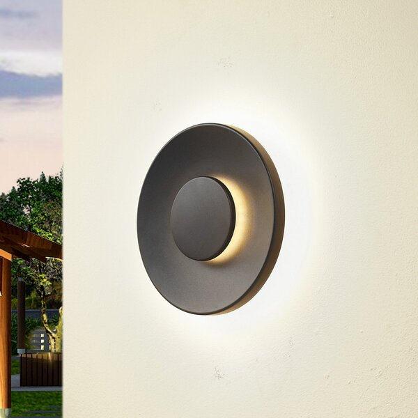 Lucande Lampa de perete pentru exterior cu LED Kayana, negru, aluminiu, 24 cm, Negru, Aluminiu, Modern