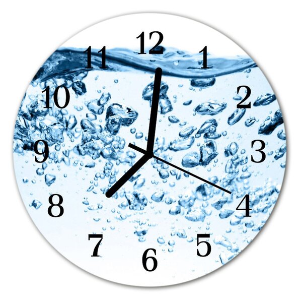 Ceas de perete din sticla rotund Blue Water Water