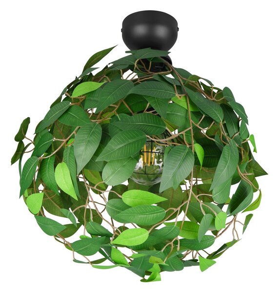 Reality Leuchten Plafonieră Leavy, negru/verde, Ø 38 cm, E27, 1-lumină, reglabil, Verde, Camera de zi / sufragerie, Plastic