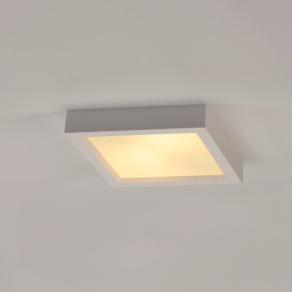 SLV plafonieră Plastra 104, alb, gips, lățime 25 cm, reglabil, Alb, Camera de zi / sufragerie, Tencuială / Argilă, Modern