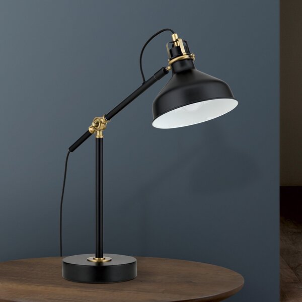 ORION Lampă de masă Schiller, negru, metal, 59 cm, reglabilă, Negru, Camera de zi / sufragerie, Metal, Modern