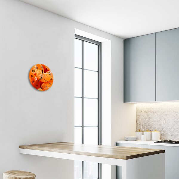 Ceas de perete din sticla rotund Tangerine de fructe Orange