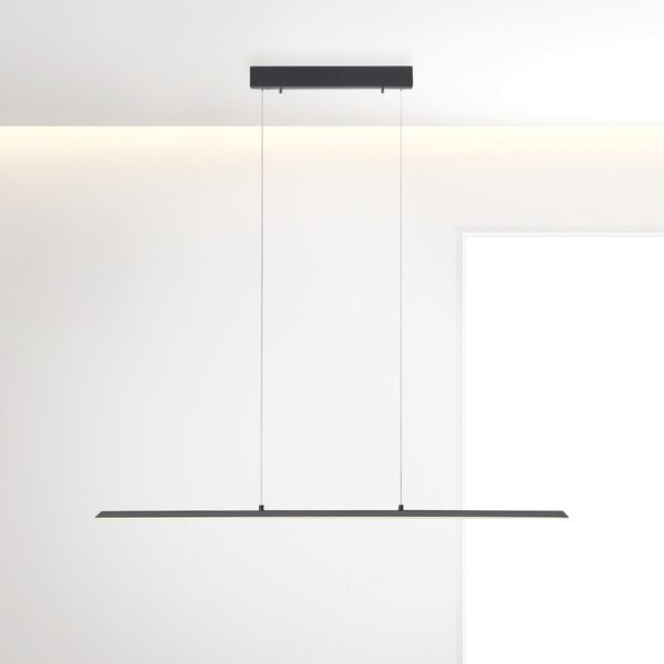 PURE LED lampă suspendată Lite, antracit, 100 cm, CCT, dimabil, reglabil, Negru, Camera de zi / sufragerie, Aluminiu, Modern