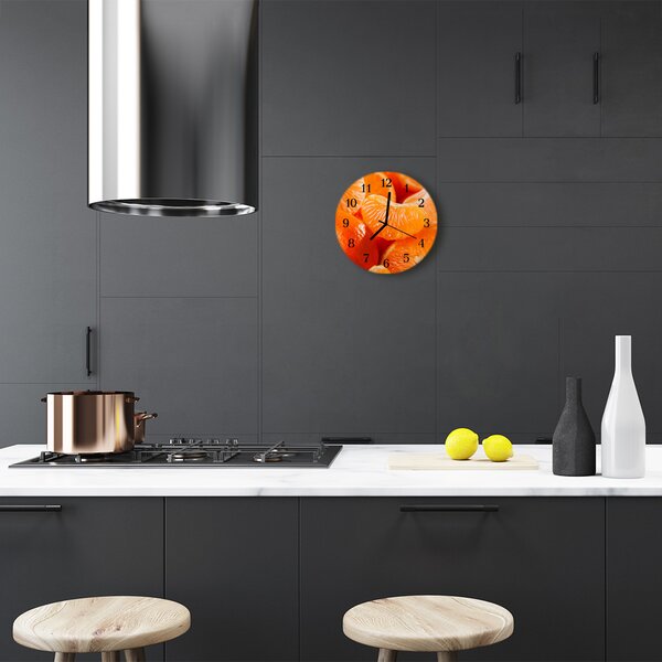 Ceas de perete din sticla rotund Tangerine de fructe Orange