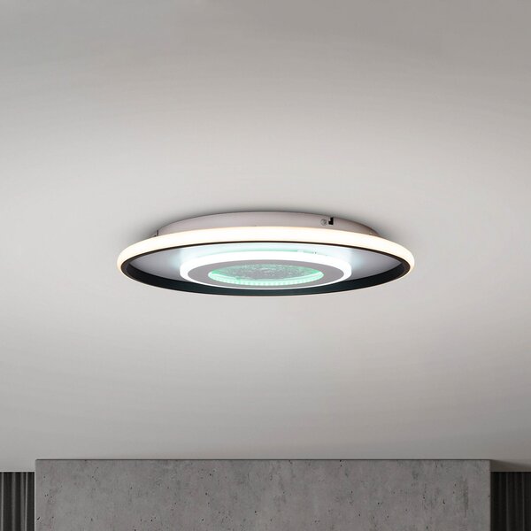Näve Plafonieră Livana LED, alb/negru, Ø 50 cm, CCT, reglabilă, reglabil, Negru, Camera de zi / sufragerie, Metal, Modern