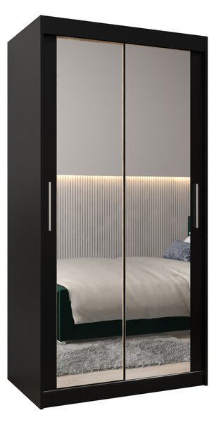 Dulap de haine 100 cm Toki 3 (negru mat + negru mat). 1065046
