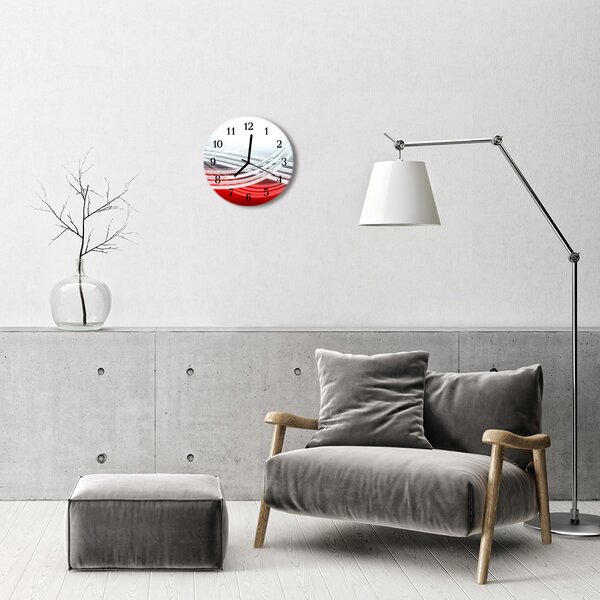Ceas de perete din sticla rotund Abstract Abstract Art Red