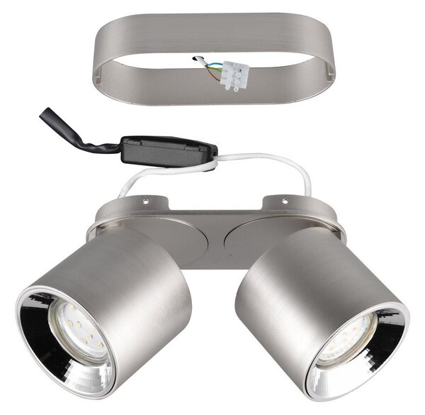 Trio Lighting Guayana plafonieră GU10 2 becuri nichel, Gri, Camera de zi / sufragerie, Metal, Modern, Plafon cu flacără multiplă