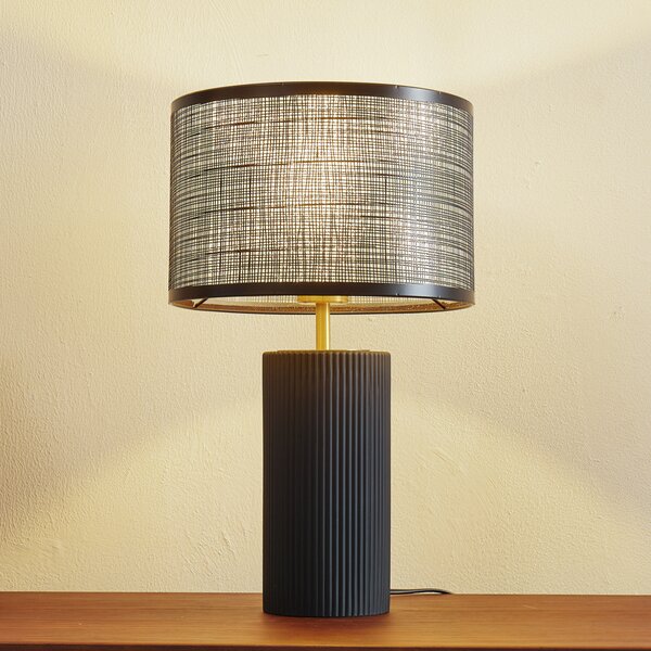 Lindby Lampă de masă Sorscha, negru, fier, Ø 26 cm, Negru, Camera de zi / sufragerie, Metal, Modern