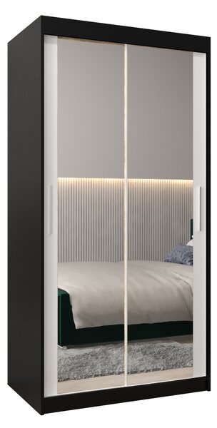 Dulap de haine 100 cm Toki 3 (negru mat + alb mat). 1065045