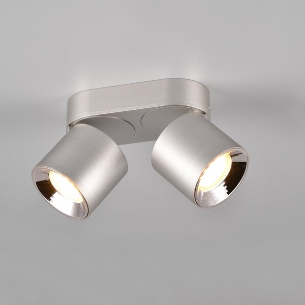 Trio Lighting Guayana plafonieră GU10 2 becuri nichel, Gri, Camera de zi / sufragerie, Metal, Modern, Plafon cu flacără multiplă