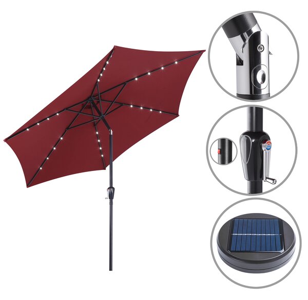 Deuba Umbrelă de soare LED Florida Ø300 cm - roșu