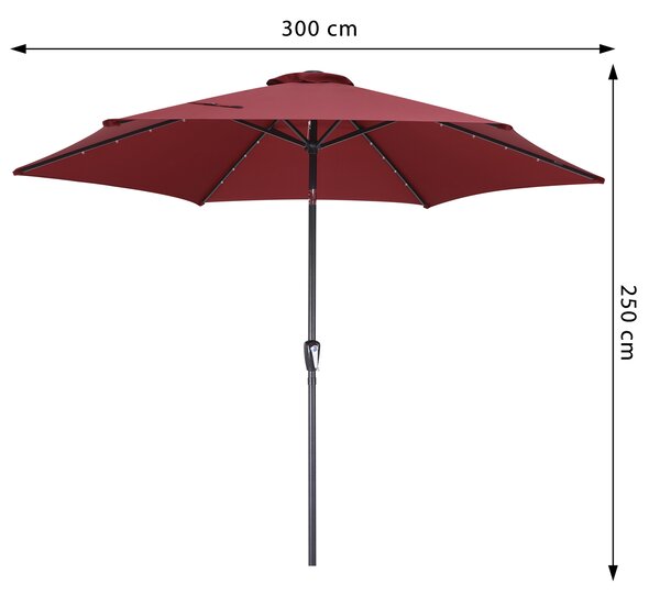 Deuba Umbrelă de soare LED Florida Ø300 cm - roșu