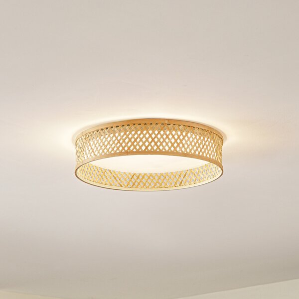 Lindby plafonieră LED Eilif, bambus, Ø 40 cm, Lemn, Camera de zi / sufragerie, Bamboo, Modern
