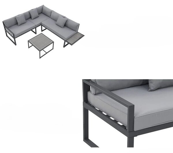 Juskys Set de grădină din metal St. Tropez - antracit/perne gri