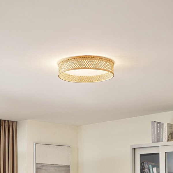 Lindby plafonieră LED Eilif, bambus, Ø 40 cm, Lemn, Camera de zi / sufragerie, Bamboo, Modern