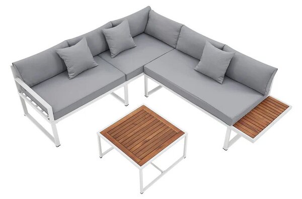Juskys Set de grădină din metal St. Tropez - alb/cuşete gri