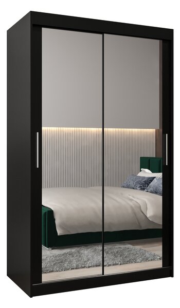 Dulap de haine 120 cm Toki 3 (negru mat + negru mat). 1065060