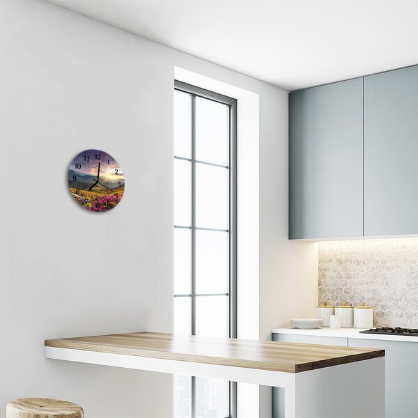 Ceas de perete din sticla rotund Peisaj Peisaj multicolor
