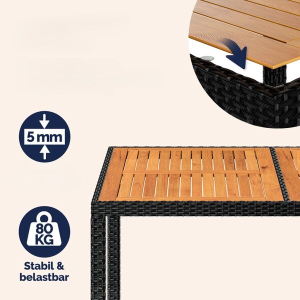 Deuba Set de mobilier de grădină din ratan Berlin 1+6 - negru/lemn