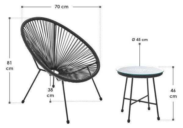 Juskys Set de balcon Ostana