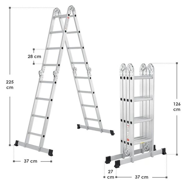 Juskys Scară multifuncțională din aluminiu 470 cm