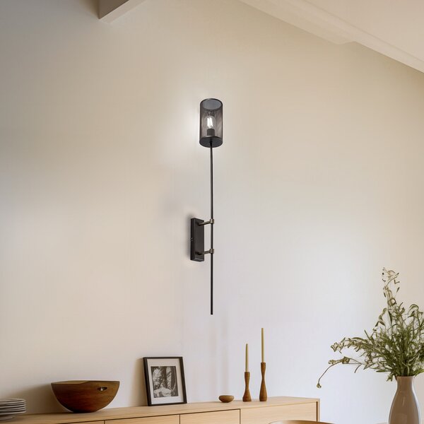 Luminex Aplică de perete, culoare titan, înălțime 100 cm, oțel, reglabil, Auriu / Alamă, Camera de zi / sufragerie, Metal