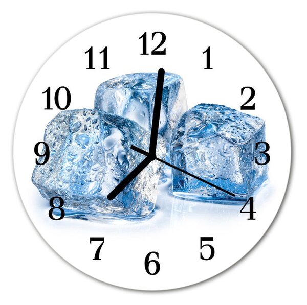 Ceas de perete din sticla rotund Ice Cream Blue Ice
