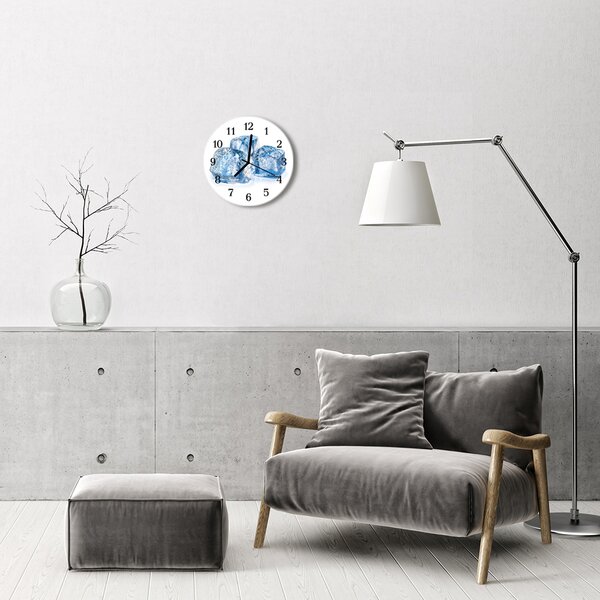 Ceas de perete din sticla rotund Ice Cream Blue Ice