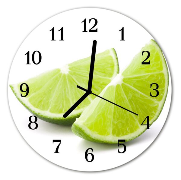Ceas de perete din sticla rotund Lime Green Fruit