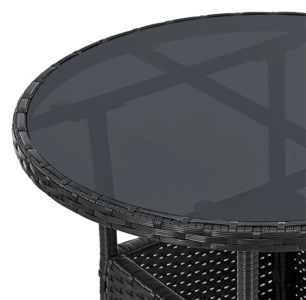 Juskys Masa rotunda Yoro Ø60 cm din ratan - negru