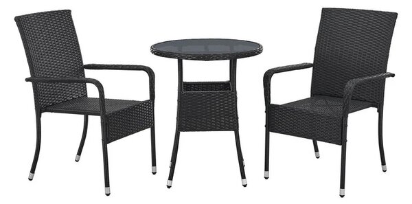 Juskys Masa rotunda Yoro Ø60 cm din ratan - negru