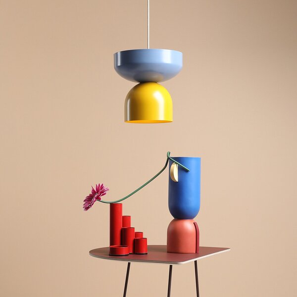 ALDEX Lampă suspendată Api, galben/albastru, Ø 30 cm, metal, reglabil, Multicolor, Camera de zi / sufragerie, Metal, Modern