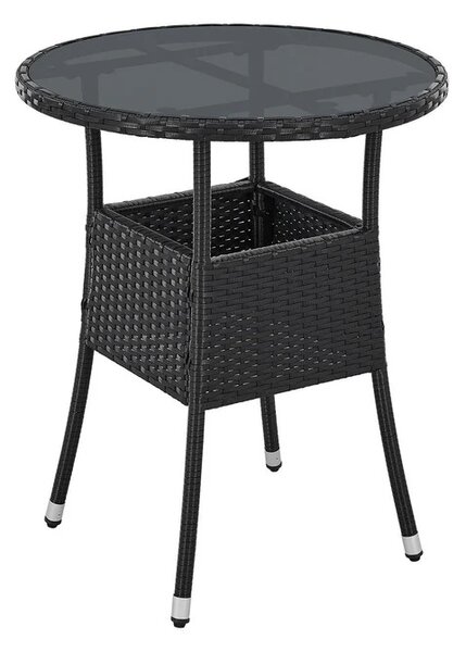 Juskys Masa rotunda Yoro Ø60 cm din ratan - negru