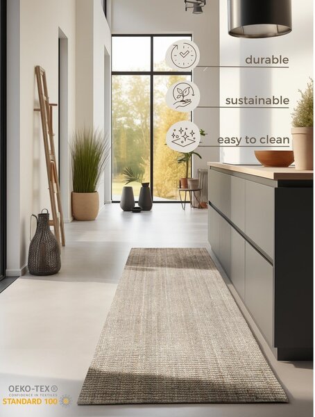 Covor tip traversă crem din iută 80x200 cm Bouclé – Hanse Home