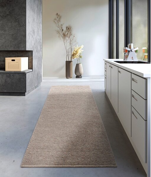 Covor tip traversă maro deschis țesut manual din lână 80x200 cm Francois – Villeroy&Boch