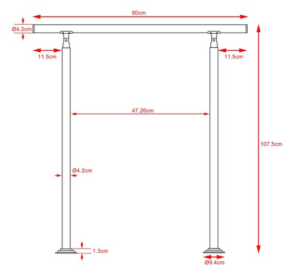 Deuba Balustradă de scări - 80 cm