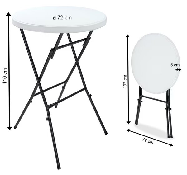 Deuba Masă de bar pliabilă Ø72 cm - albă