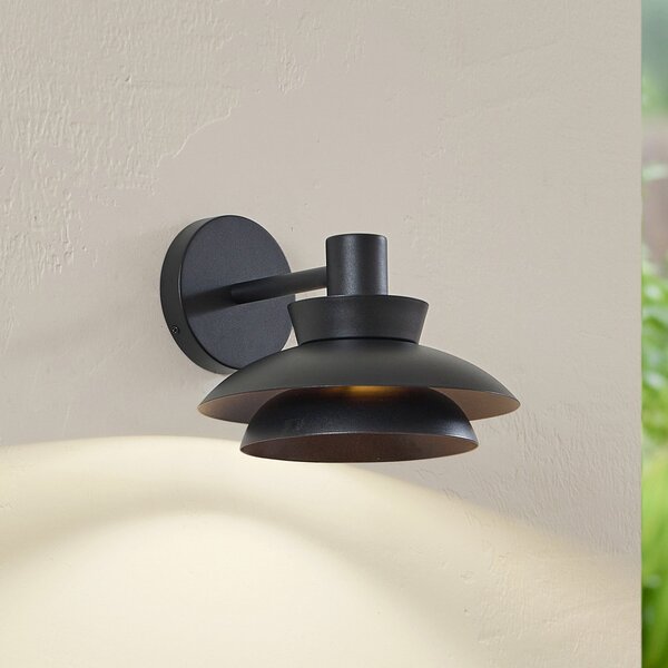 Lucande Aplică de exterior Thais, negru, metal, Ø 25 cm, reglabil, Negru, Metal, Modern