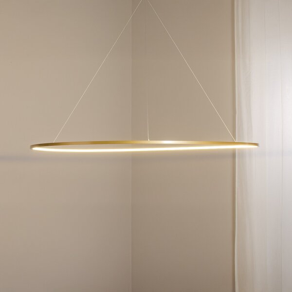 Milagro Lighting Lampă suspendată LED Saturno, Ø 120 cm, auriu, 1 bec, 4.000 K, Auriu / Alamă, Camera de zi / sufragerie, Aluminiu, Modern