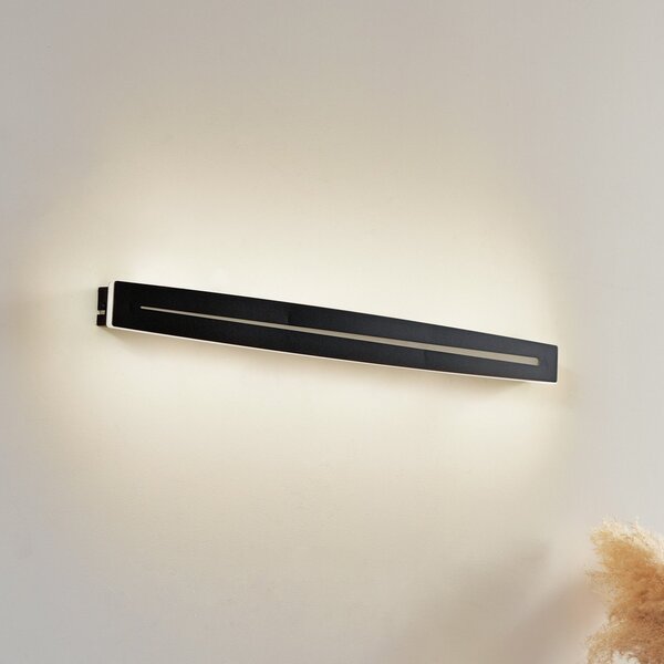 Lindby plafonieră LED Benario, negru, aluminiu, 80 cm, Negru, Camera de zi / sufragerie, Plastic, Modern