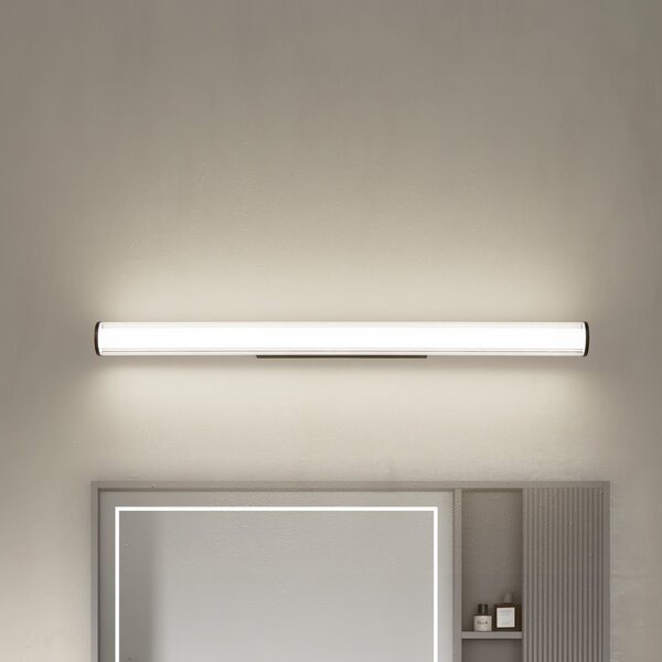 Lindby Aplică de perete cu LED Kirka, negru, metal, IP44, 90cm, CCT, Negru, Baie, Metal, Modern