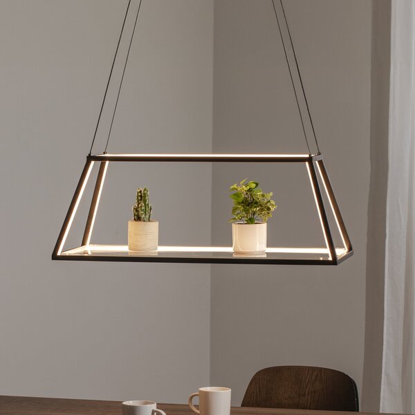 Lucande Lampă suspendată LED Mensola, negru, aluminiu, 75 cm, reglabil, Negru, Camera de zi / sufragerie, Aluminiu, Modern