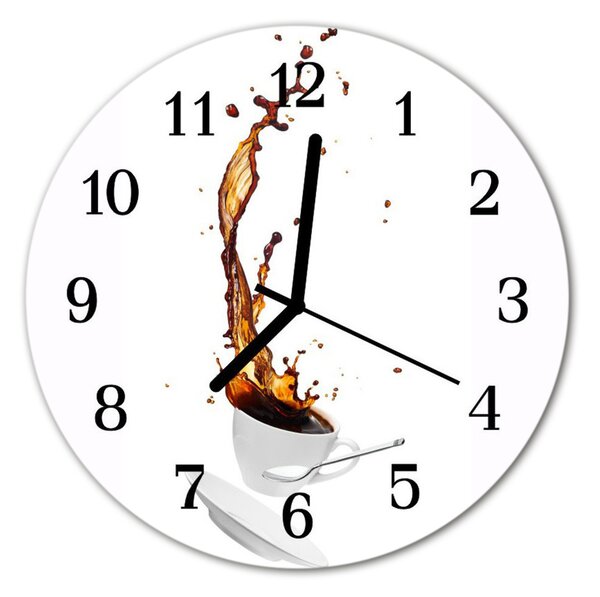 Ceas de perete din sticla rotund Cafea Alimente și băuturi alb
