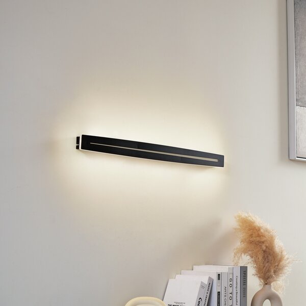 Lindby plafonieră LED Benario, negru, aluminiu, 80 cm, Negru, Camera de zi / sufragerie, Plastic, Modern