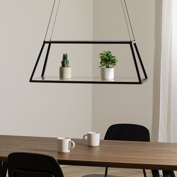 Lucande Lampă suspendată LED Mensola, negru, aluminiu, 75 cm, reglabil, Negru, Camera de zi / sufragerie, Aluminiu, Modern
