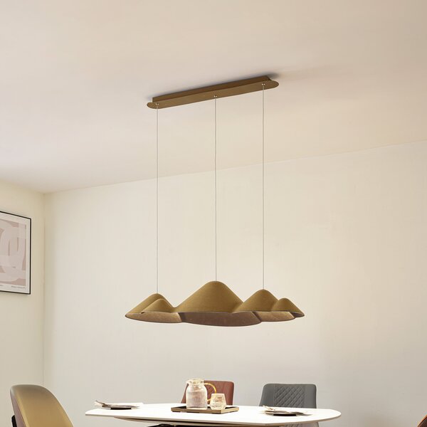 Lucande lampă suspendată LED Beutlin, verde, pâslă, dimabil, reglabil, Verde, Camera de zi / sufragerie, Țesătură / Textil, Modern